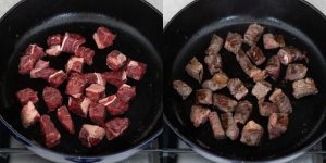 在热锅里烤牛肉，吃牛排和土豆的食谱。gydF4y2Ba